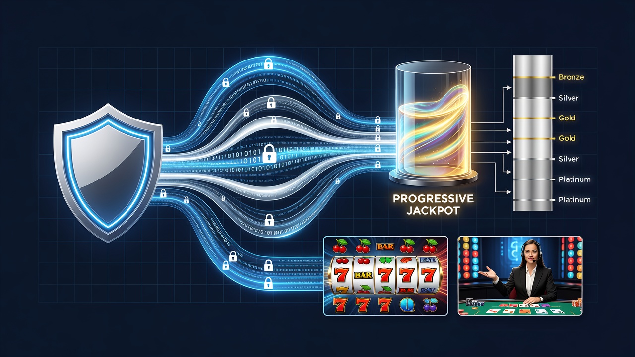 Illustration of encrypted transaction pathways connecting reel-based slots and live dealer interfaces in mobile casino apps