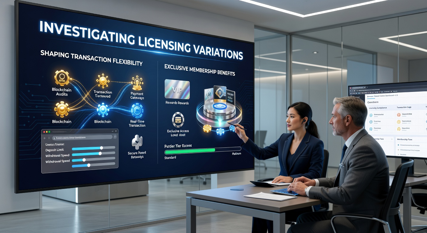 Browser-based casino interface displaying licensing details and transaction options