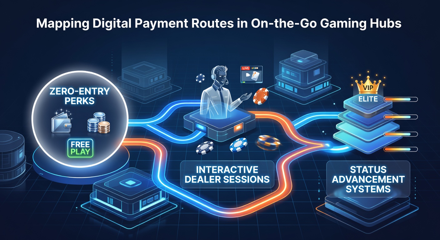 Digital payment routes visualized across mobile gaming interfaces connecting no-deposit entries to live dealer platforms