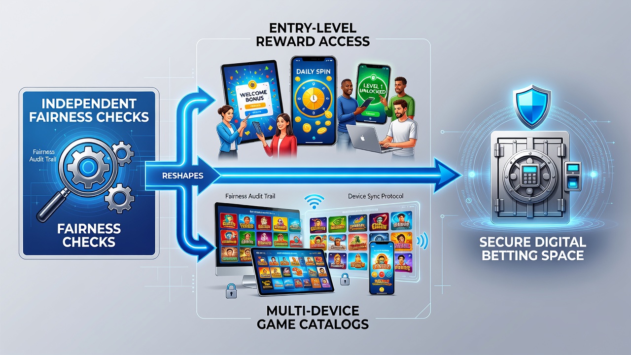 Independent fairness verification processes in digital betting environments showing multi-device access patterns